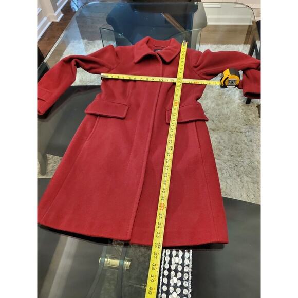 Land's End Women's Red Solid Wool Long Sleeve Collared Mid Length Coat Size 4 - Picture 8 of 13